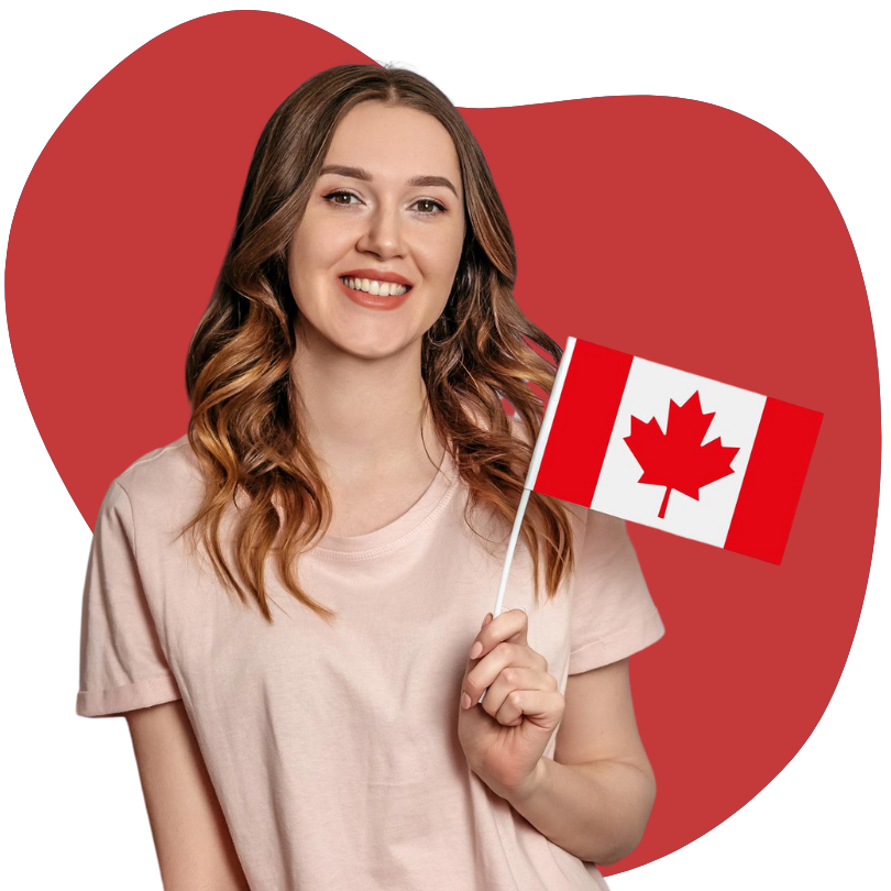 Happy new permanent resident proudly holding Canadian flag after successful Express Entry or PNP application